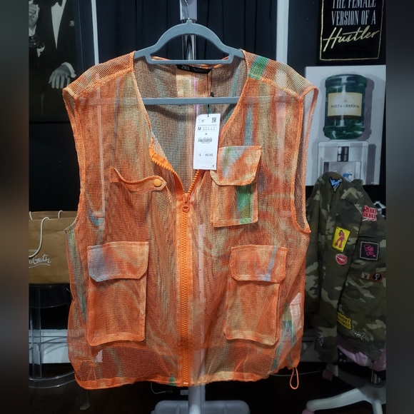 STRUCTURED MESH VEST ZARA Orange - Picture 4 of 15